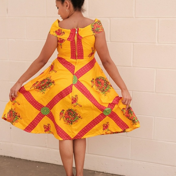 African print women dress off shoulder - Picture 5 of 7